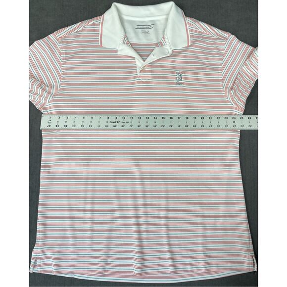 Cutter and Buck Polo Shirt Mens 2XL Red White Blue Striped Golf Americana DryTec - Picture 5 of 8
